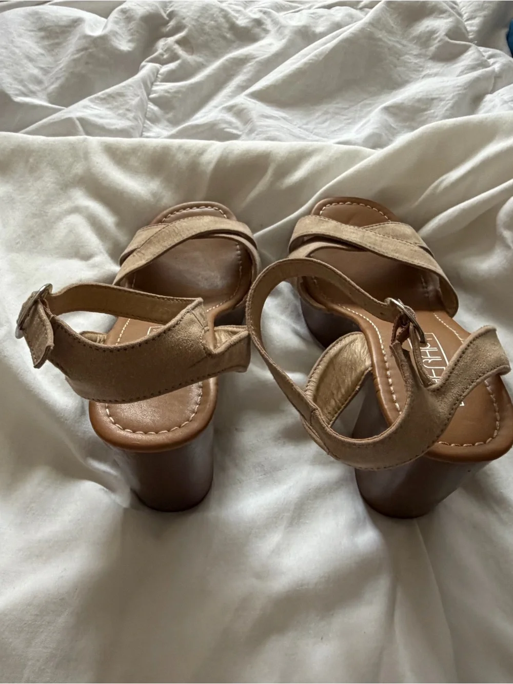 Princess Polly Tan Suede Platform Sandals with Block Heel